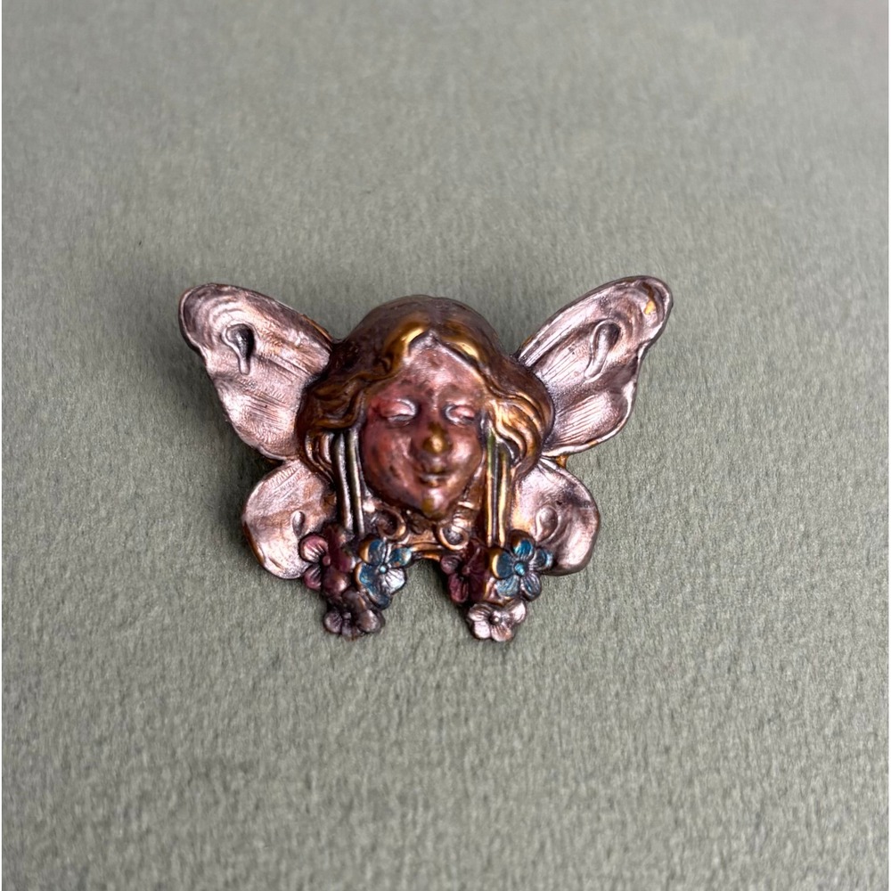 Fairy‎ Face Butterfly Brooch Pin Enameled Floral Wings Charm Jewelry P090